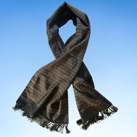 Authentic Tom Ford Geometric Silk & Cashmere Scarf, OS - Picture 1 of 4